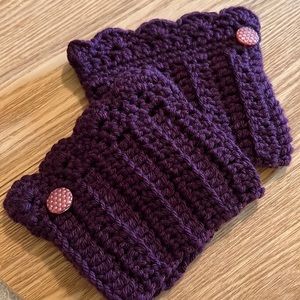 Handmade Boot Cuffs In Plum.